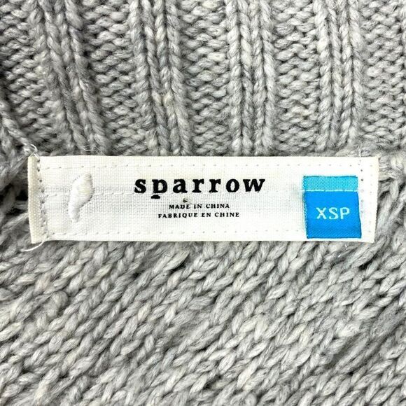 SPARROW BY Anthropologie Grey Button UP Cable Knit Cowl Neck Duster Cardigan XSP - Picture 7 of 8